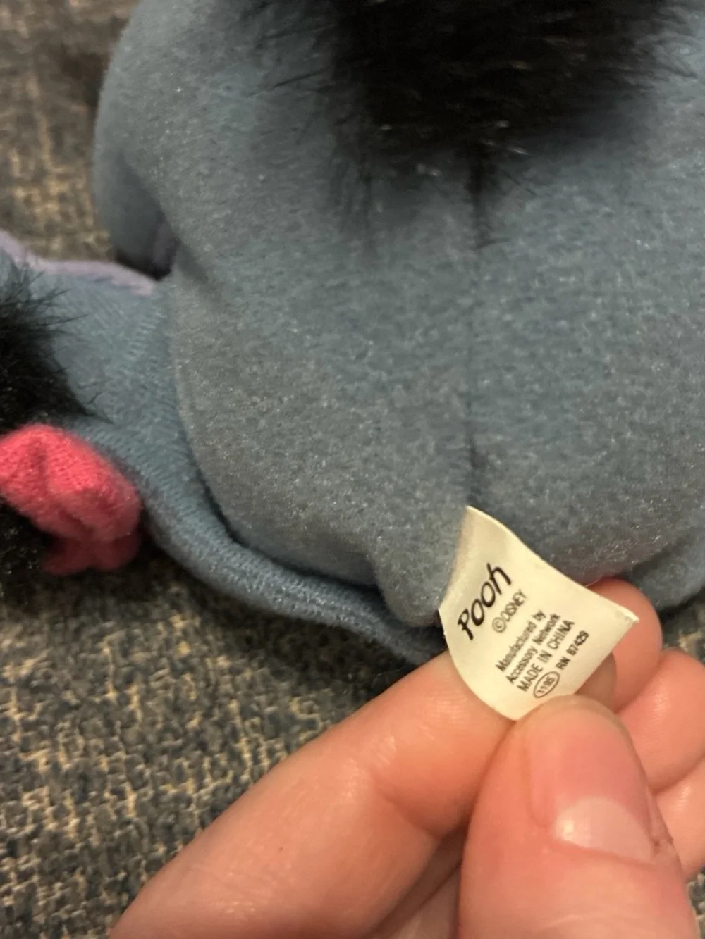 Disney Eeyore Plush Keychain - Blue with Pink Accents